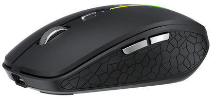 Bezdrátová herní myš WZK WMGK-1132, 1600DPI, RGB, BT / Wi-Fi, černá