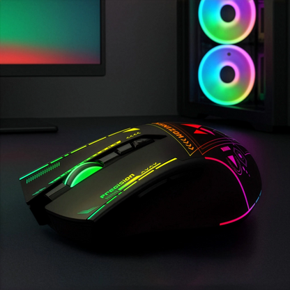 Bezdrátová herní myš WZK WMGB-3200, 3200DPI, RGB, černá