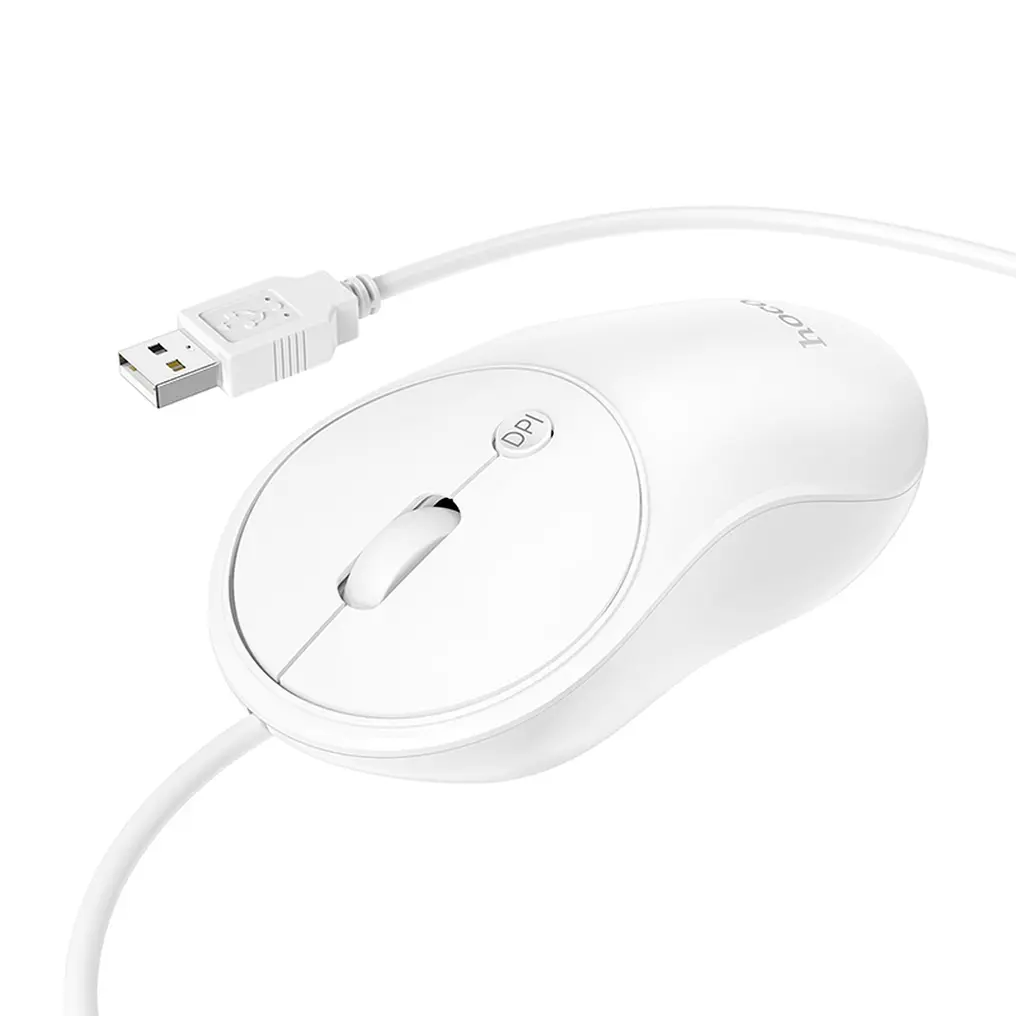 Drátová myš USB HOCO GM13, 1600DPI, bílá