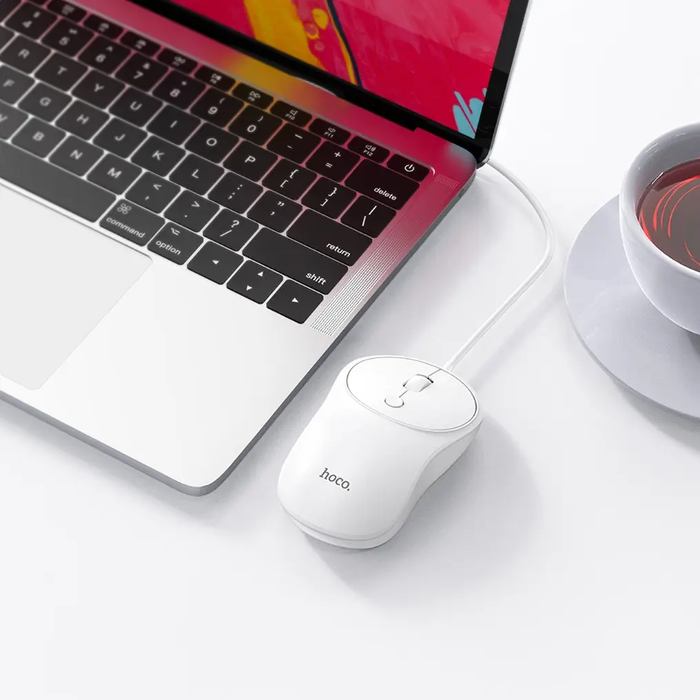 Drátová myš USB HOCO GM13, 1600DPI, bílá