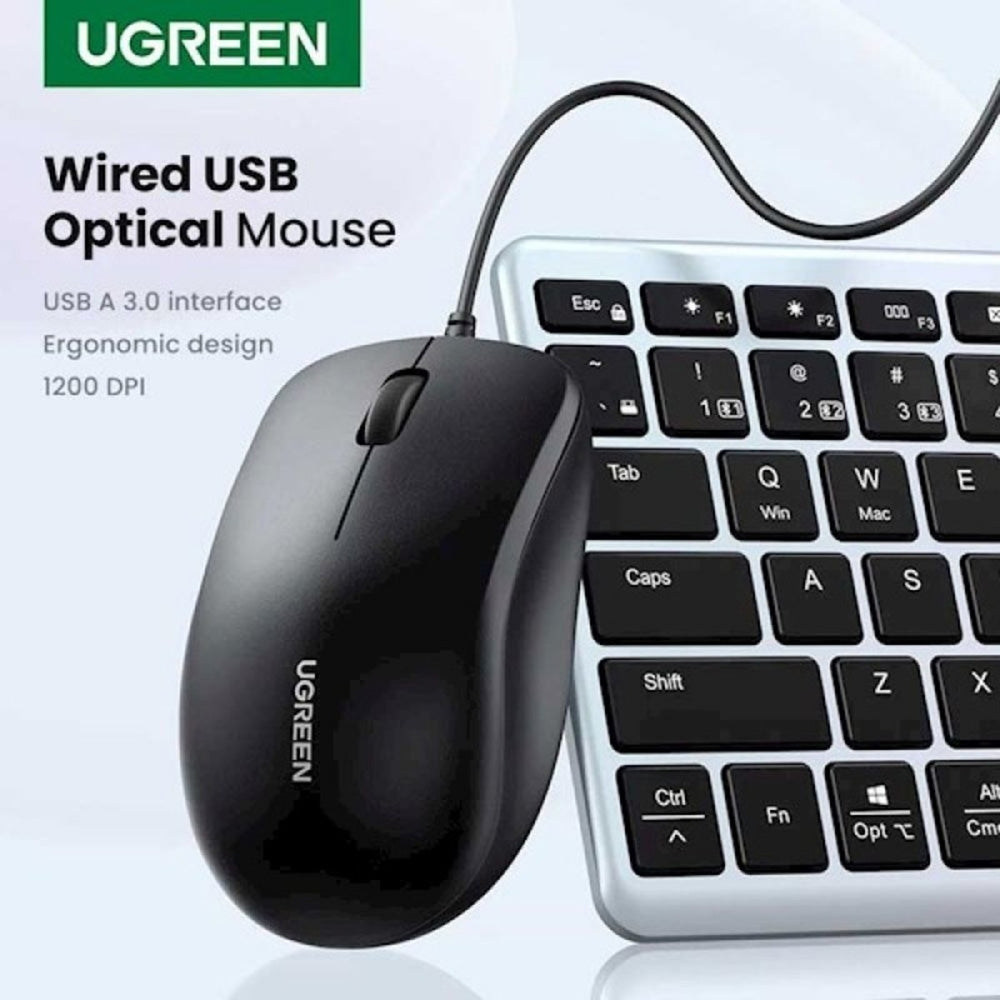 Drátová myš USB UGREEN MU007, 1200DPI, 1.5m, černá