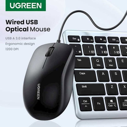 Drátová myš USB UGREEN MU007, 1200DPI, 1.5m, černá