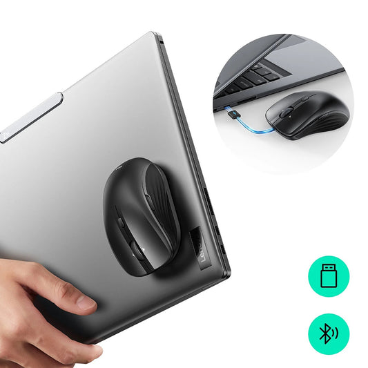 Bezdrátová myš ESR MagMouse, 800DPI - 4800DPI, BT / Wi-Fi, Černá
