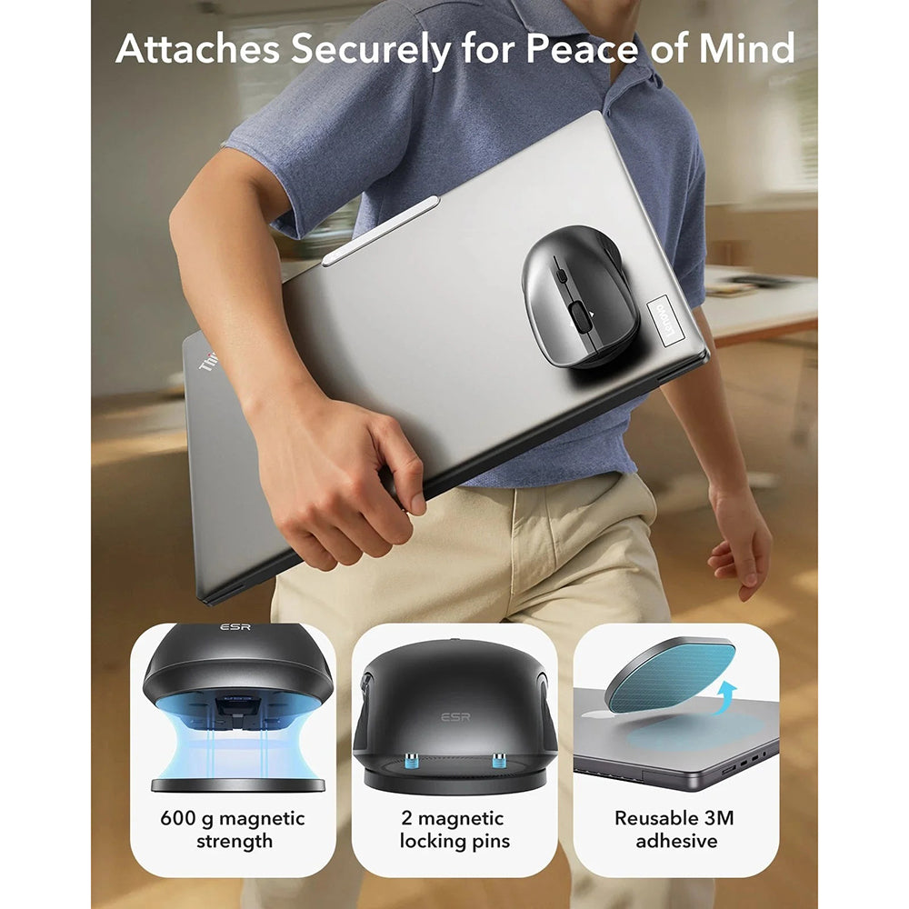 Bezdrátová myš ESR MagMouse, 800DPI - 4800DPI, černá