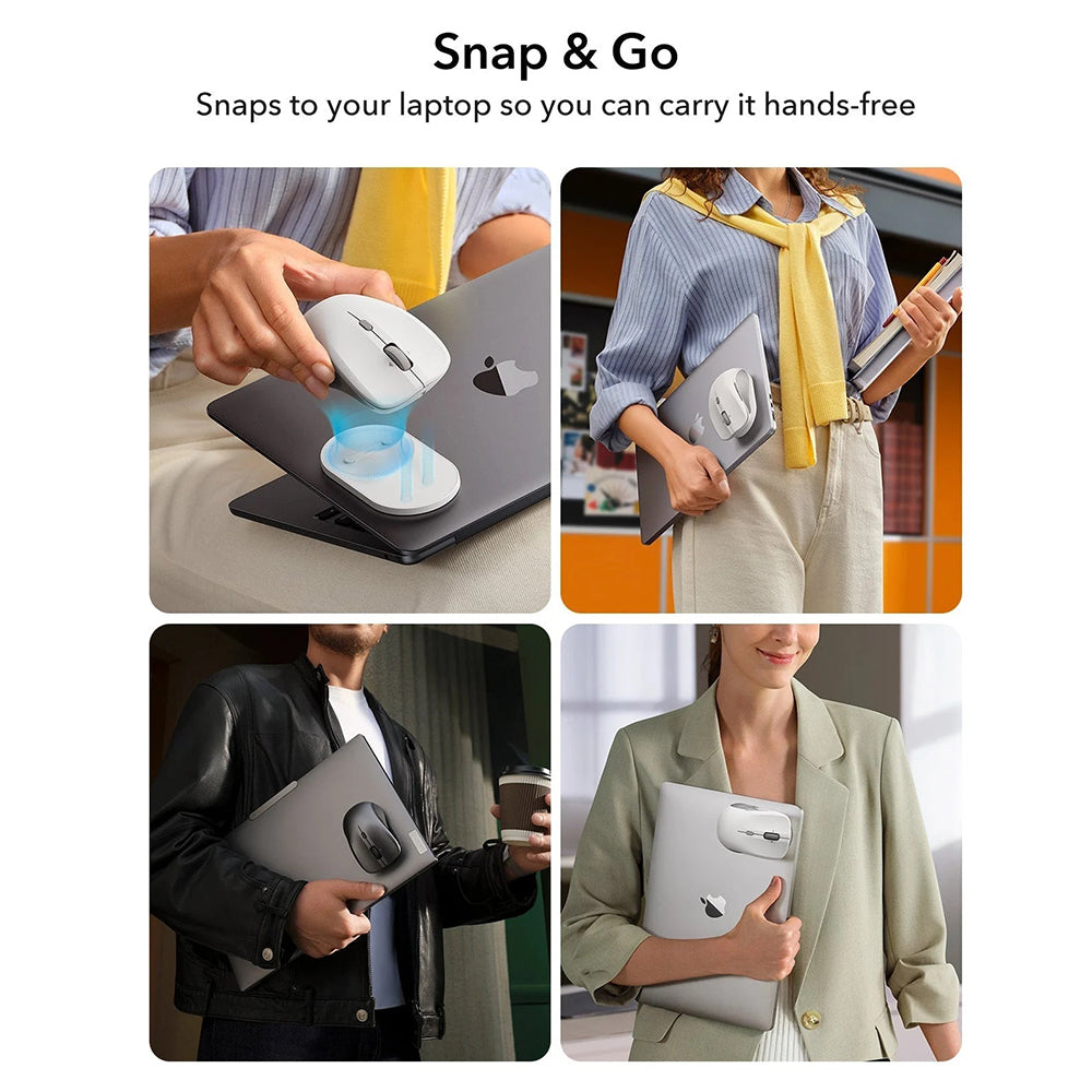 Bezdrátová myš ESR MagMouse, 800DPI - 4800DPI, BT / Wi-Fi, Černá