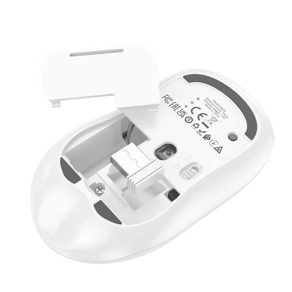 Bezdrátová myš HOCO GM25, 1600DPI, BT / Wi-Fi, Bílá