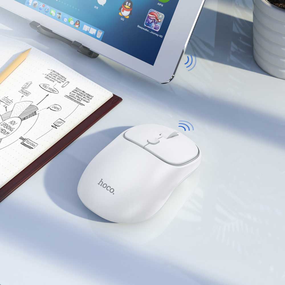 Bezdrátová myš HOCO GM25, 1600DPI, BT / Wi-Fi, Bílá