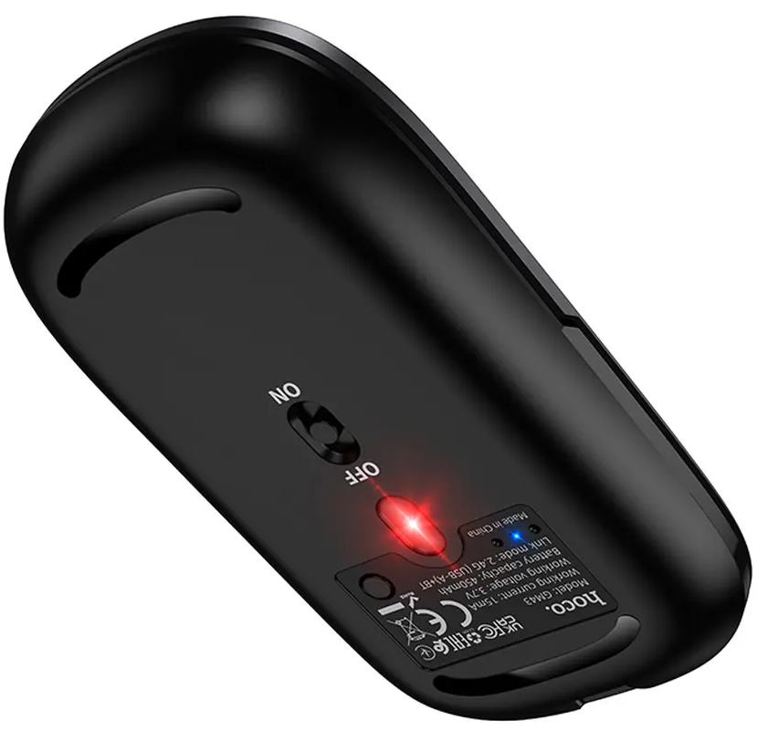 Bezdrátová myš HOCO GM43, 1600DPI, BT / Wi-Fi, Šedá