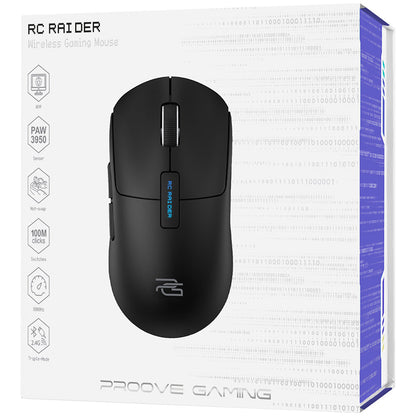Bezdrátová myš Proove RC Raider 8K, 800DPI - 32000DPI, BT / Wi-Fi / kabelové připojení, černá WMRR00122001