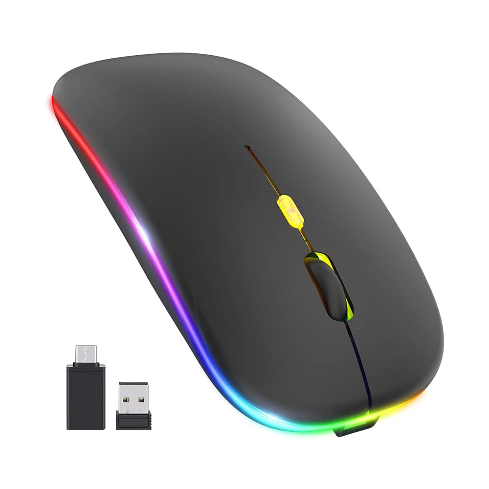 Bezdrátová myš Techsuit M1, RGB, 1600DPI, BT / Wi-Fi, černá