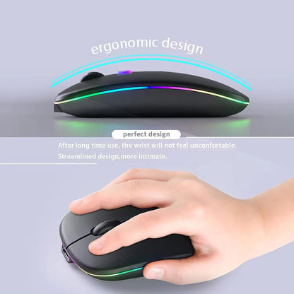 Bezdrátová myš Techsuit M1, RGB, 1600DPI, BT / Wi-Fi, černá