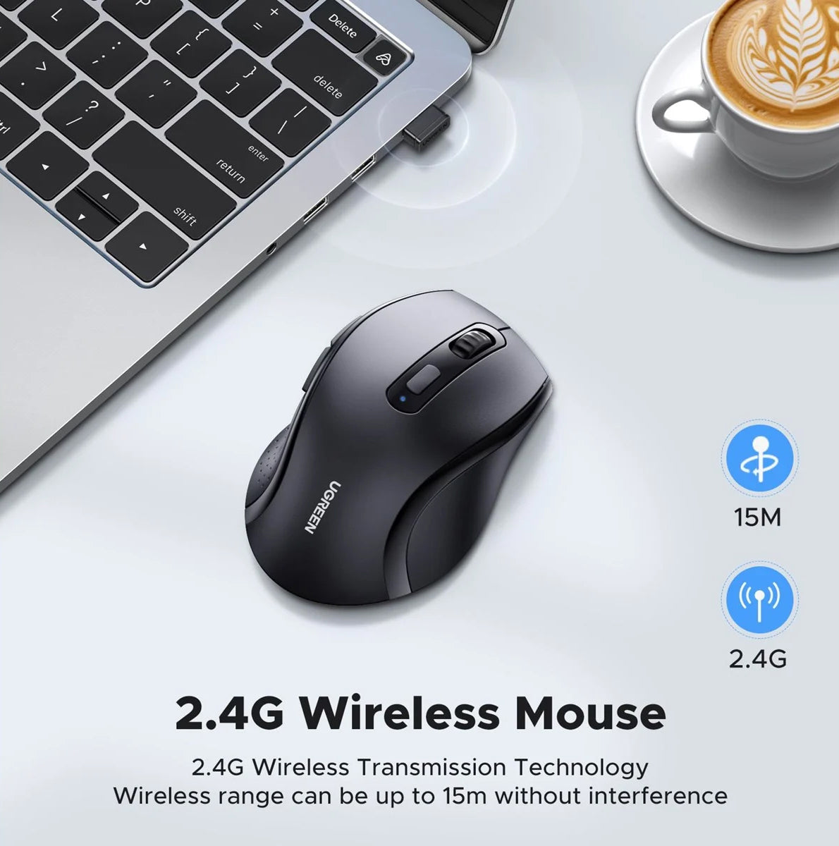 Bezdrátová myš UGREEN M511, 1600DPI, černá