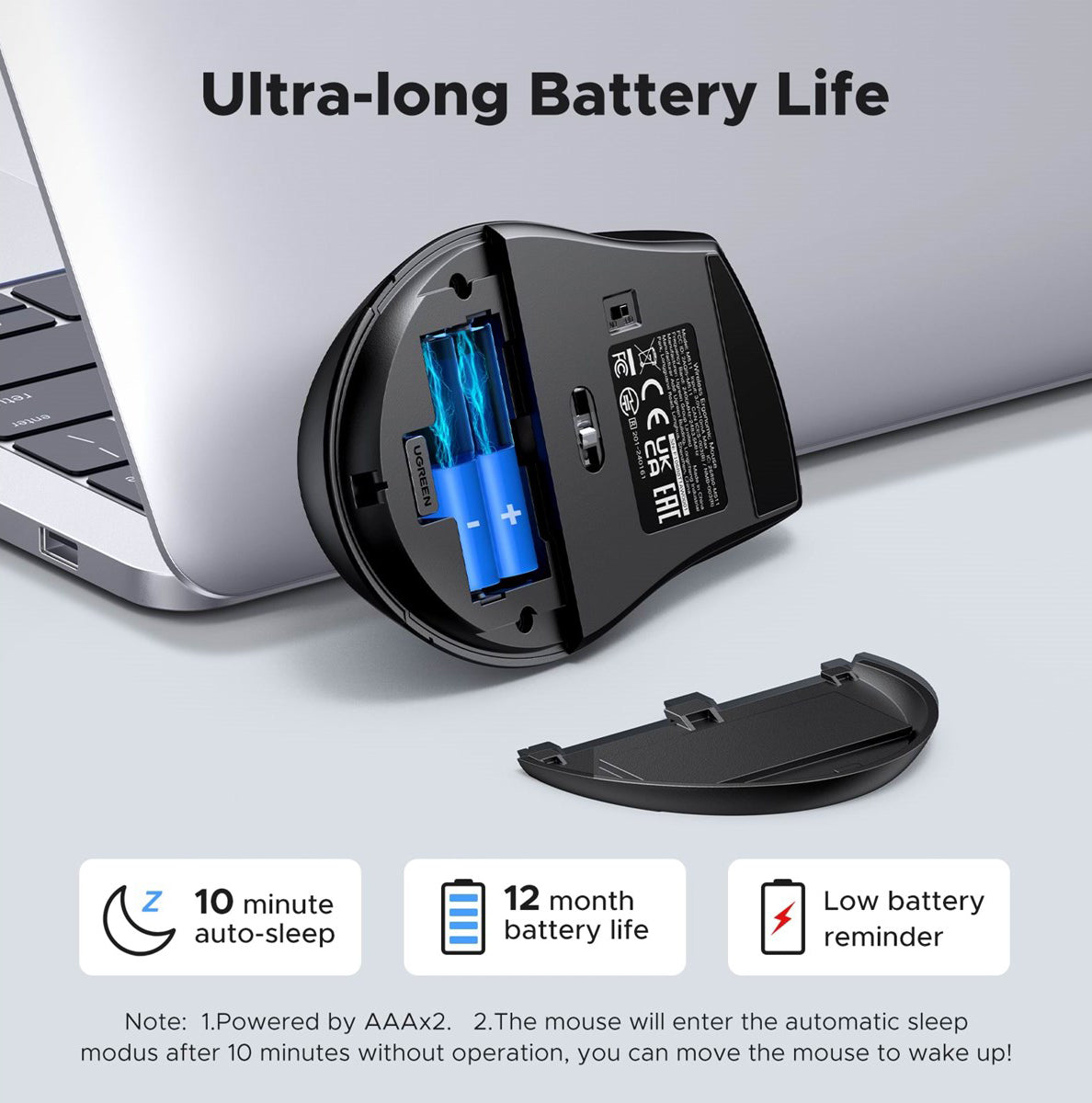 Bezdrátová myš UGREEN M511, 1600DPI, černá