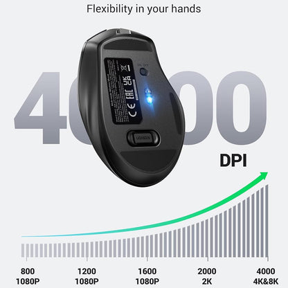 Bezdrátová myš UGREEN MU006S (85082), 4000DPI, BT / Wi-Fi, šedá