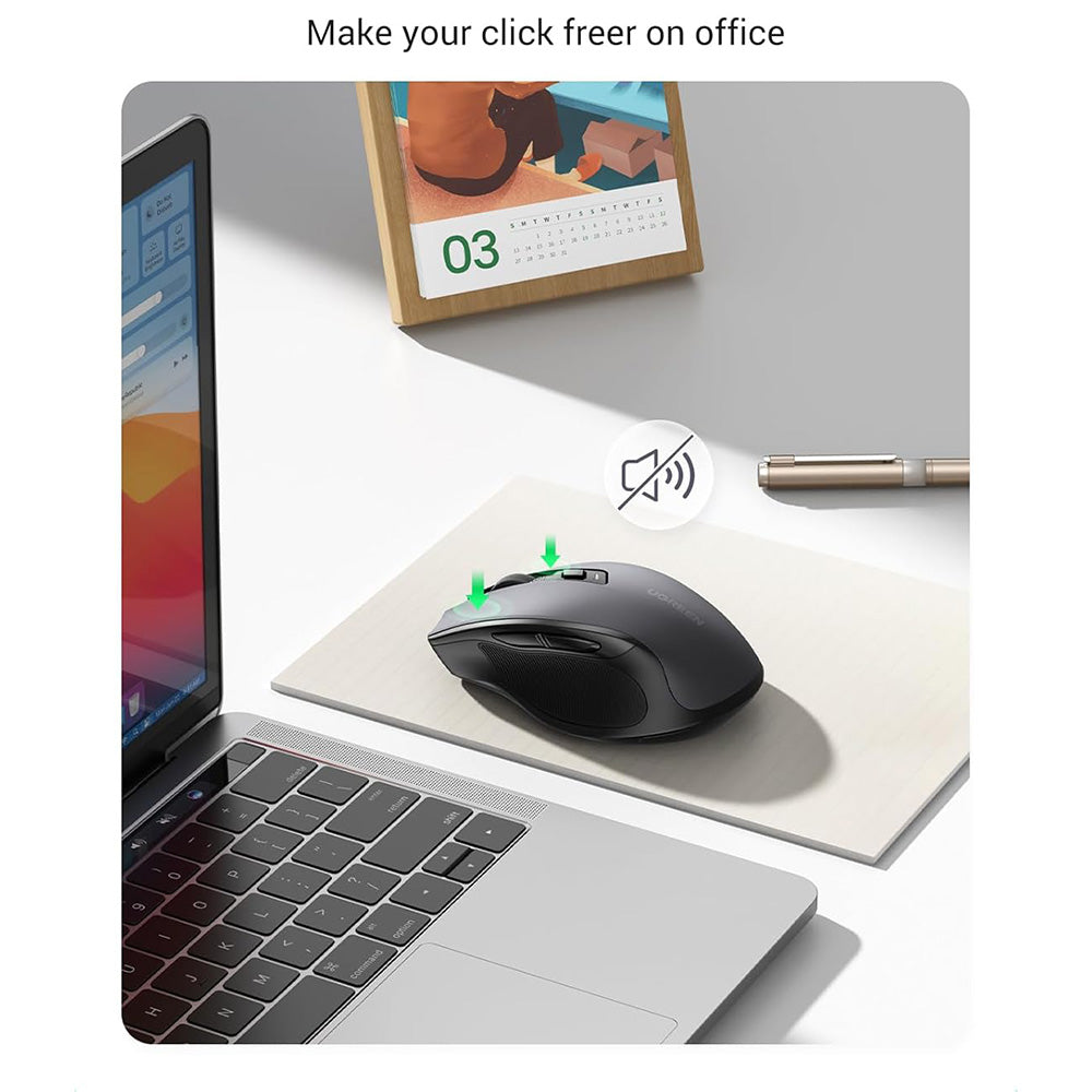 Bezdrátová myš UGREEN MU006S (85082), 4000DPI, BT / Wi-Fi, šedá