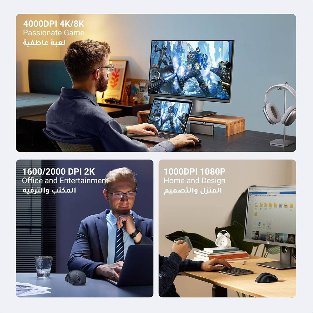 Bezdrátová myš UGREEN MU101, 4000DPI, BT / Wi-Fi, černá