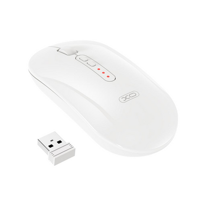 Bezdrátová myš XO Design M13 Silent Tri-mode, 1600DPI, BT / Wi-Fi, bílá