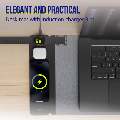 MousePad Allity. ALP-100 4v1 s bezdrátovým nabíjením Telefon / Hodinky / Sluchátka, Černý