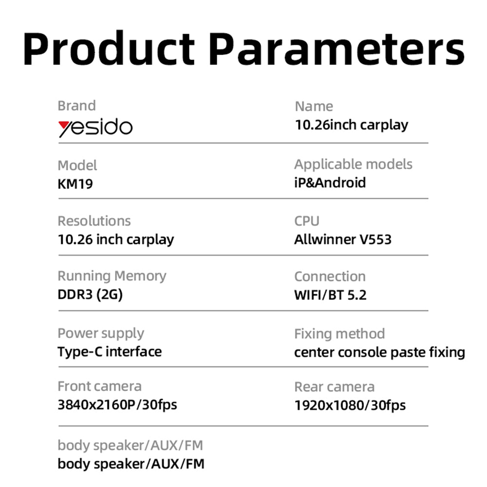 Navigace do auta Yesido KM19, Wi-Fi, 10.26 palce