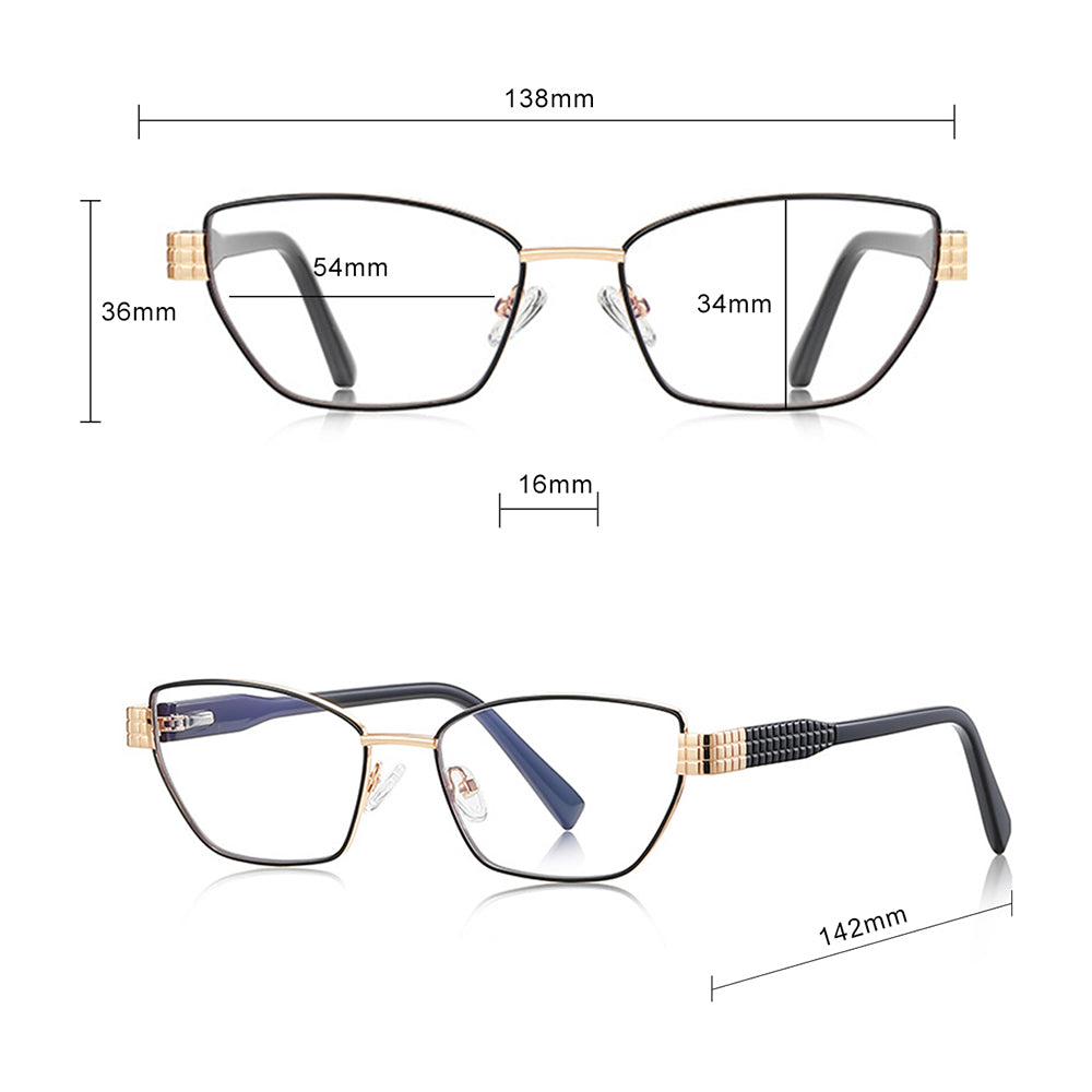 Dámské počítačové brýle Techsuit 3162, Anti-Blue Light, Zlaté