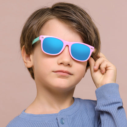 Dětské sluneční brýle Techsuit D802, polarizované, UV ochrana, červené bílé zelené