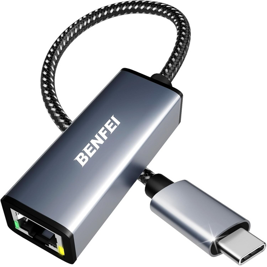 Síťová karta Benfei, RJ45, USB-C, šedá