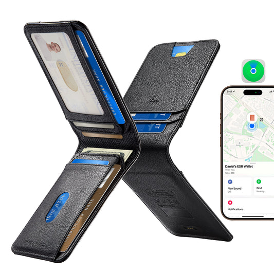 Peněženka ESR Classic Geo s funkcí Find My a ochranou RFID, černá, znovu zapečetěná