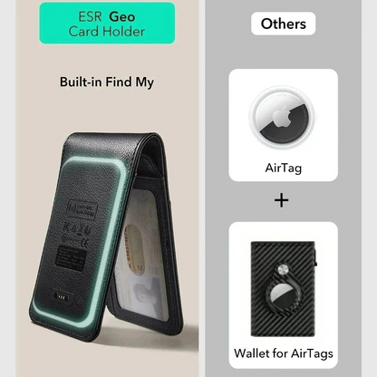 Peněženka ESR Classic Geo Carbon s funkcí Find My a ochranou RFID, černá, znovu zapečetěná