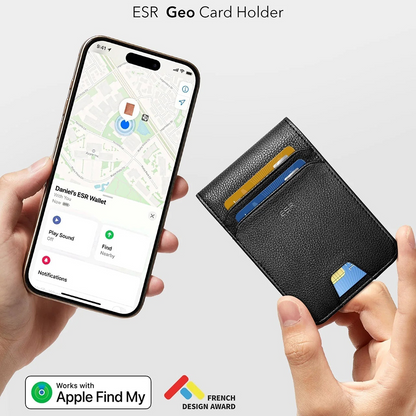 Peněženka ESR Classic Geo Carbon s funkcí Find My a ochranou RFID, černá, znovu zapečetěná
