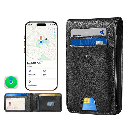 Peněženka ESR Classic Geo s funkcí Find My a ochranou RFID, černá, znovu zapečetěná