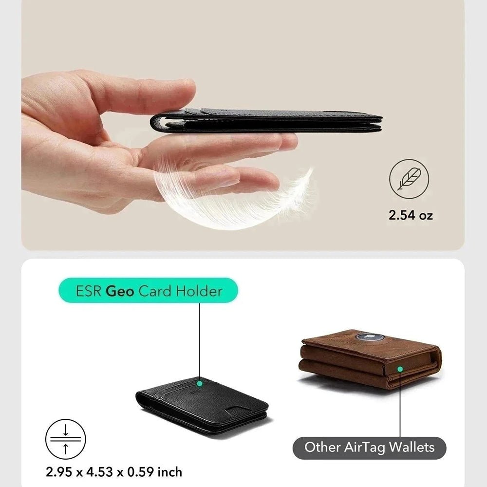 Peněženka ESR Classic Geo Carbon s funkcí Find My a ochranou RFID, Černá