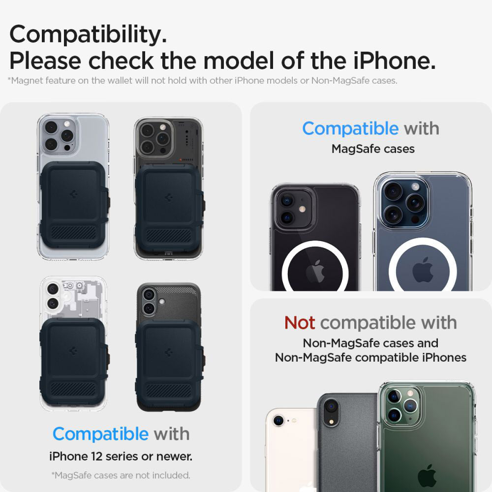 Peněženka Magsafe, Spigen, Lock Fit, Černá