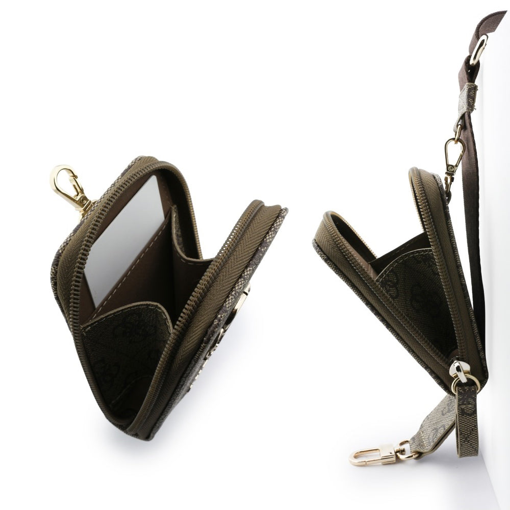 Peněženka a šňůrka na telefon Guess 4G Metal Logo, Hnědá