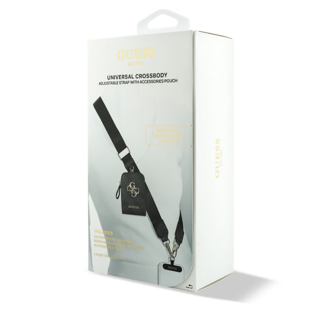 Peněženka a šňůrka na telefon Guess 4G Metal Logo, Černá