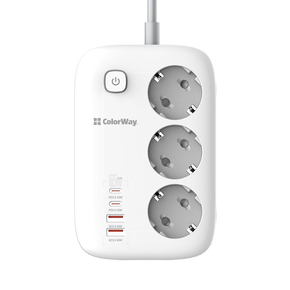 Prodlužovací kabel ColorWay, 3 x Schuko, Bílý