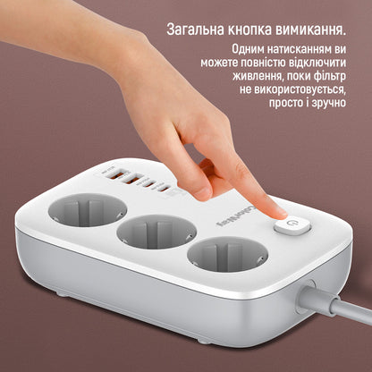 Prodlužovací kabel ColorWay, 3 x Schuko, Bílý