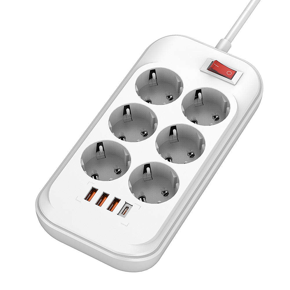 Prodlužovací kabel ColorWay, 6 x Schuko, Bílý