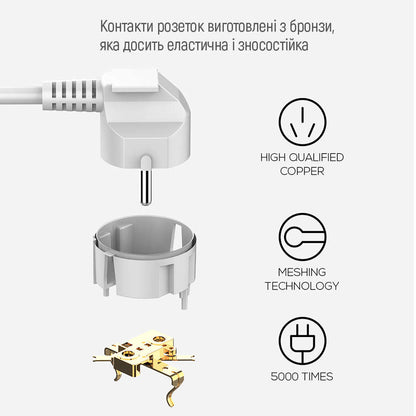 Prodlužovací kabel ColorWay, 6 x Schuko, Bílý