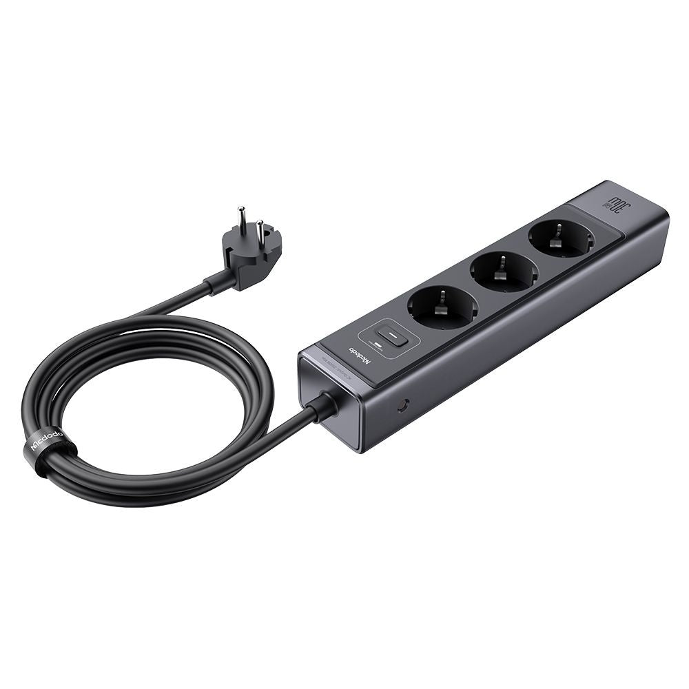 Prodlužovací kabel McDodo CH-0620, 3 x Schuko - 1 x USB-A - 2 x USB-C, černý