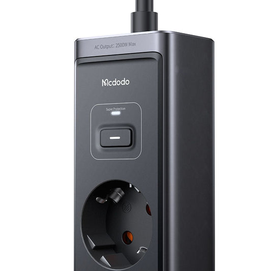 Prodlužovací kabel McDodo CH-0620, 3 x Schuko - 1 x USB-A - 2 x USB-C, černý