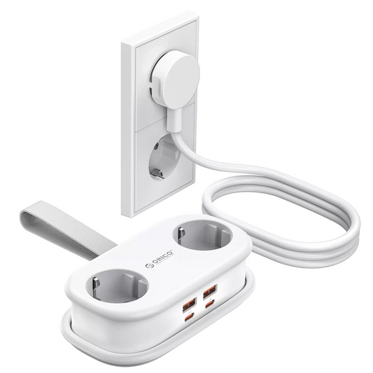 Prodlužovač Orico AP3, 2 x Schuko - 2 x USB-A - 2 x USB-C, Bílý