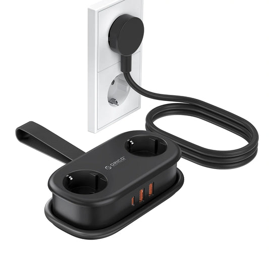Prodlužovač Orico APP, 2 x Schuko - 2 x USB-A - 1 x USB-C, Černý