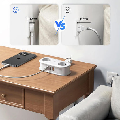 Orico APP Extension Cord, 2 x Schuko - 2 x USB-A - 1 x USB-C, White