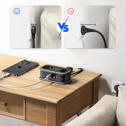 Prodlužovací kabel Orico APP, 1 x Schuko - 1 x zásuvka - 2 x USB-A - 1 x USB-C, černošedý