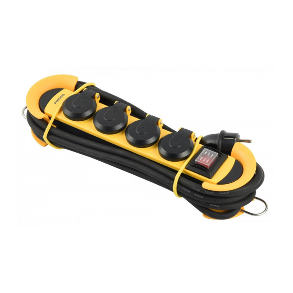 Prodlužovací kabel Philips, 4 x Schuko, žlutý Phil-SPN5140YB/60