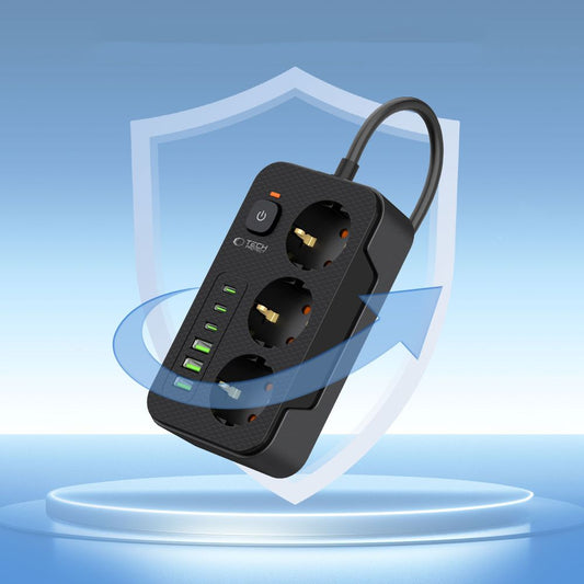 Prodlužovací kabel Tech-Protect PC3X6, 3 x Schuko, Černý
