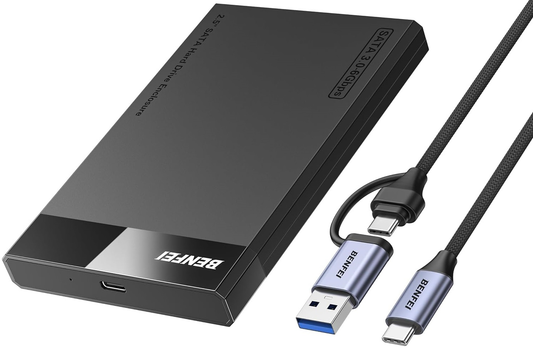 Rack Benfei pro HDD / SSD SATA 2,5 palce, USB-A / USB-C, černý