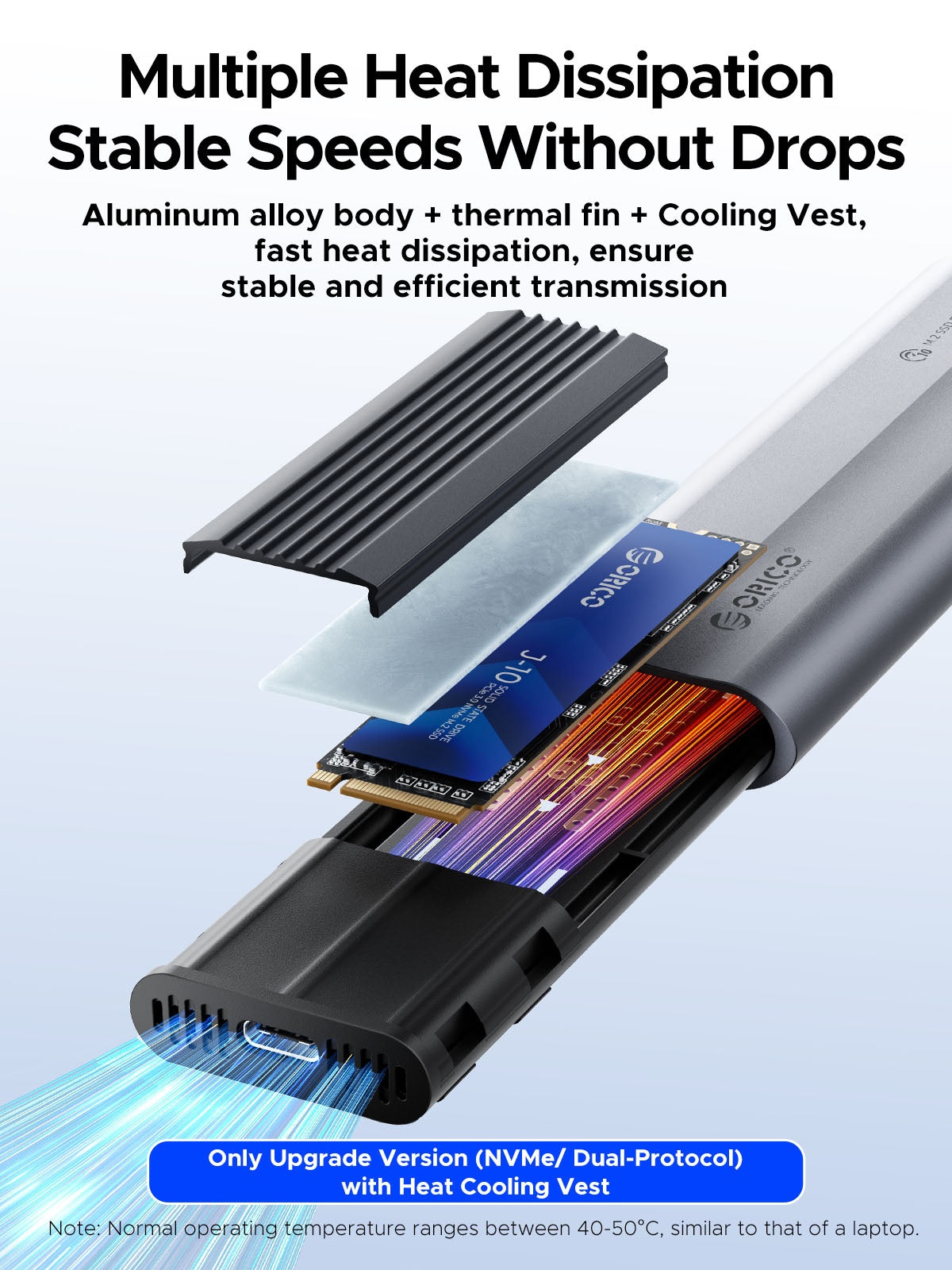 Rack Orico AXM2-G2 pro SSD M.2 NVMe, šedý