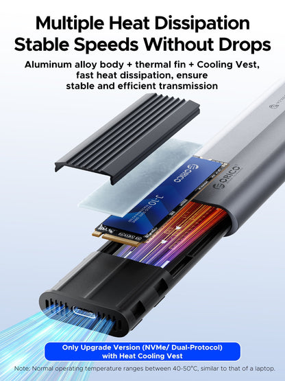 Rack Orico AXM2-G2 pro SSD M.2 NVMe, šedý