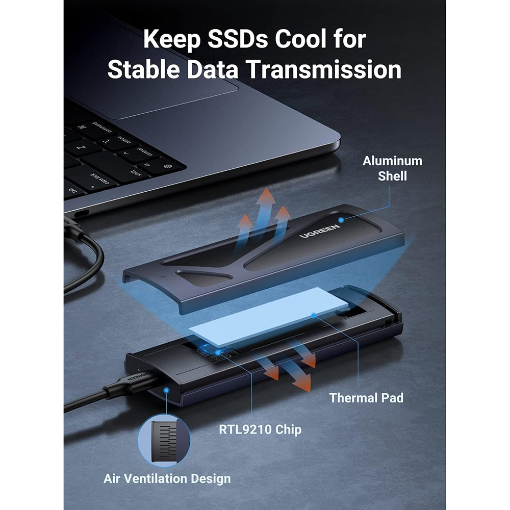 Rack UGREEN CM578 pro SSD M.2 NVMe, šedý